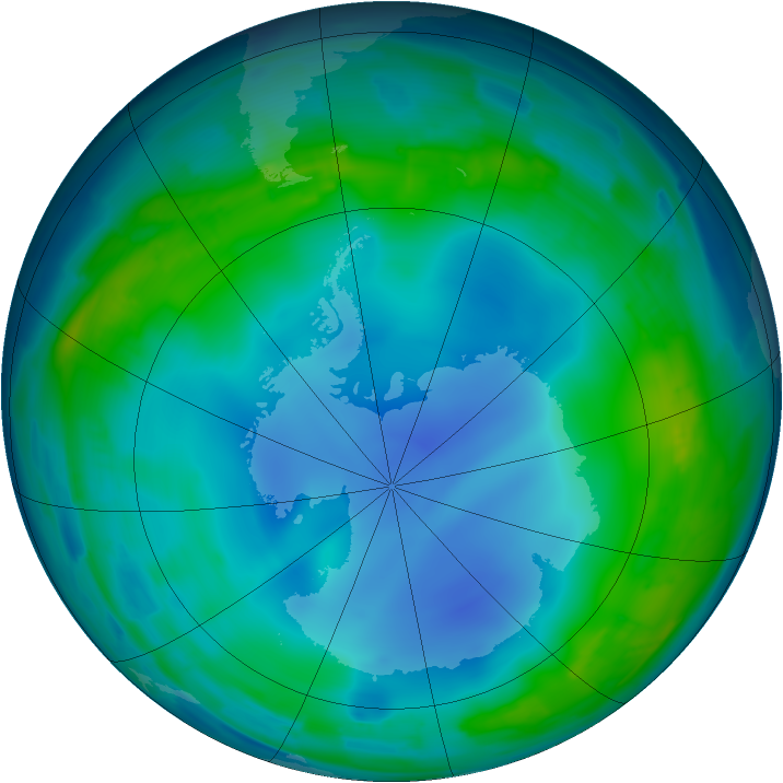 Antarctic ozone map for 10 June 2013